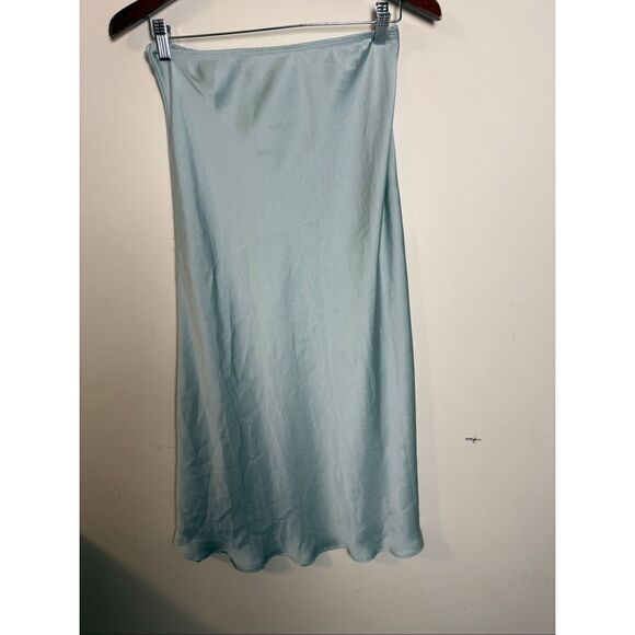 Mimu Maxi Slip Midi Skirt Mint Green Satin Dressy Small - Picture 1 of 4